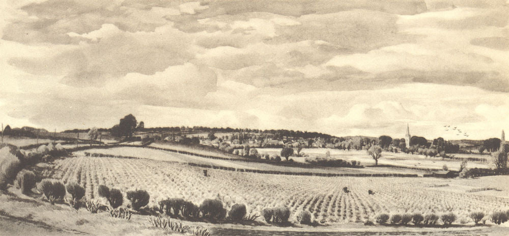HARROLD. The Ouse in Flood, near Harrold. Bedfordshire. By SR Badmin 1946